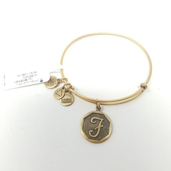 NWT Alex and Ani Letter F Monogram Initial Bracelet, Gold Tone, Metal - Picture 5 of 5